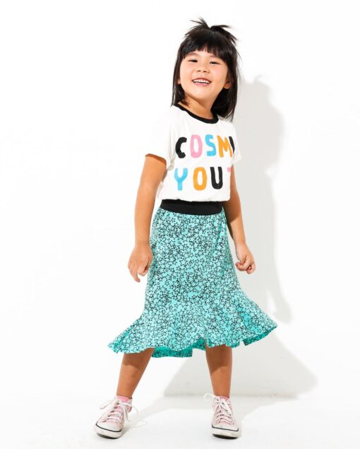 vestido infantil estampado frase colorido saia