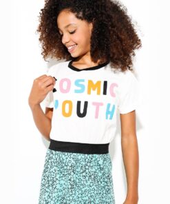 vestido infantil estampado frase colorido saia