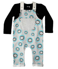 Jardineira Unissex para bebês e crianças em malha jacquard de algodão