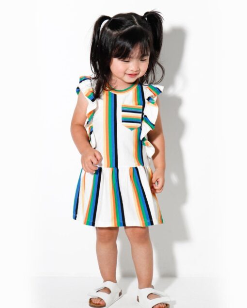 vestido infantil bebê listras verão 2021 meninas