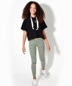 blusa cropped calça legging infantil listrada verão 2021