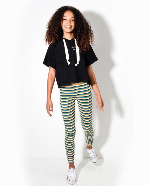 blusa cropped calça legging infantil listrada verão 2021