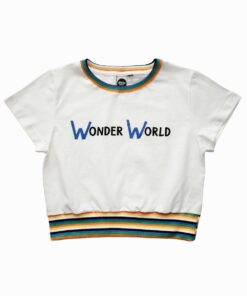 blusa infantil feminina manga curta estampa de frase detalhe listras verão 2021