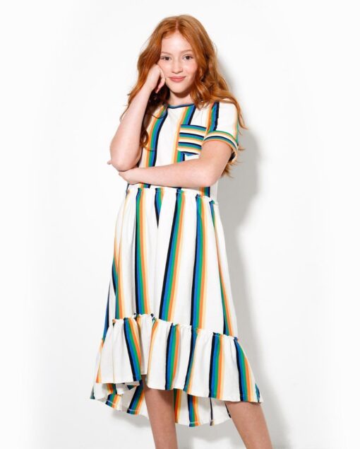 vestido infantil listras verão 2021 meninas