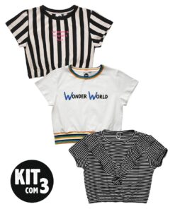 kit blusas cropped infantil feminina meninas