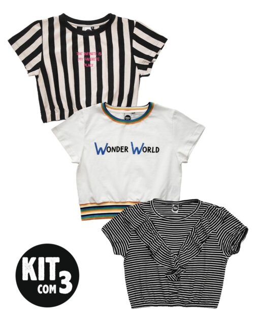 kit blusas cropped infantil feminina meninas