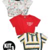 kit com 3 blusa infantil feminina cropped