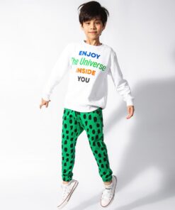 roupa moda infantil unissex blusão moletom estampa de frase calça moletom jacquard