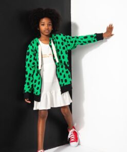 roupa moda infantil unissex jaqueta moletom jacquard vestido amplo meninas