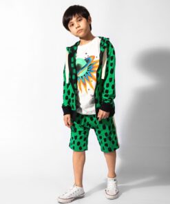 roupa moda infantil unissex bermuda e jaqueta em moletom jacquard camiseta estampada