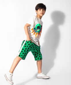 roupa moda infantil unissex bermuda moletom jacquard camiseta estampada