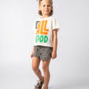 roupa moda infantil verão meninas camiseta estampa de frase shorts