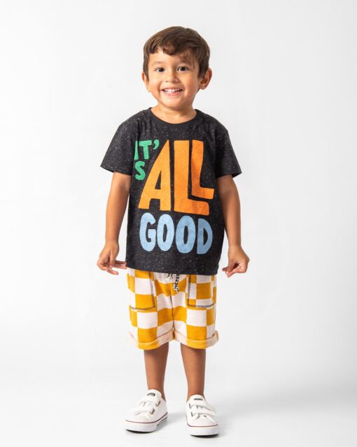 roupa moda infantil shorts moletom leve com camiseta estampa de frase para bebês