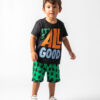 roupa moda infantil shorts moletom leve com camiseta estampa de frase para bebês