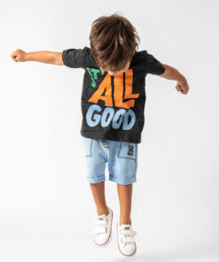 roupa moda infantil shorts moletom leve com camiseta estampa de frase para bebês