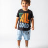 roupa moda infantil shorts moletom leve com camiseta estampa de frase para bebês