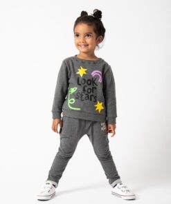 moda infantil roupa de inverno conjunto de moletom para bebês e crianças com estampa colorida blusa e calça