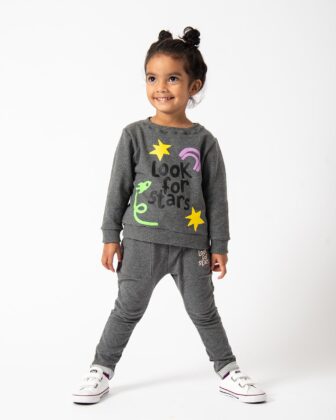 moda infantil roupa de inverno conjunto de moletom para bebês e crianças com estampa colorida blusa e calça