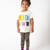 moda infantil roupa de inverno para bebês e crianças com estampa colorida calça legging listrada e camiseta unissex