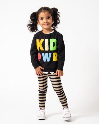 moda infantil roupa de inverno conjunto de moletom para bebês e crianças com estampa colorida e legging listrada