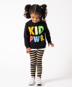 moda infantil roupa de inverno conjunto de moletom para bebês e crianças com estampa colorida e legging listrada
