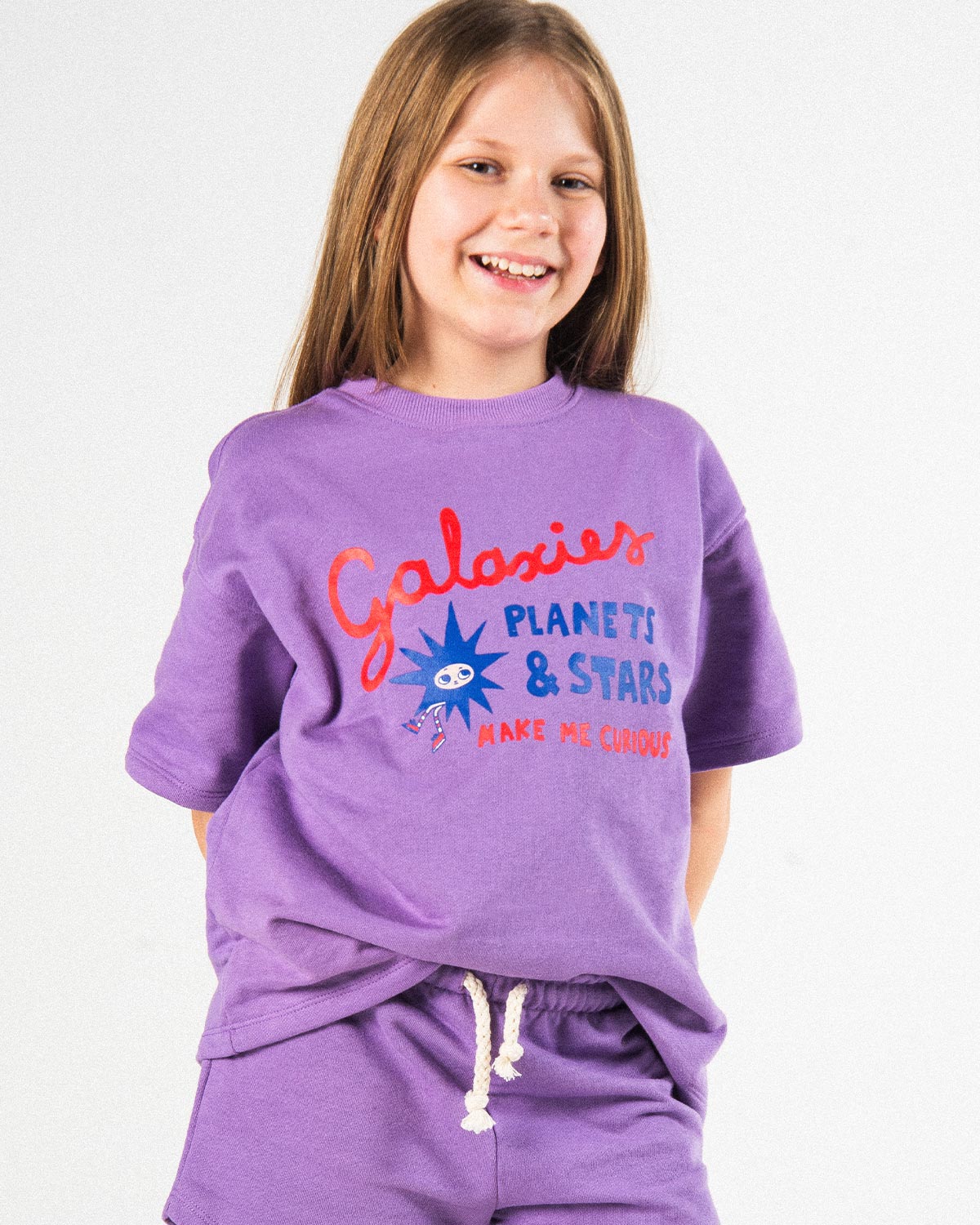 Camiseta Infantil Pistol Star Galaxies Purple